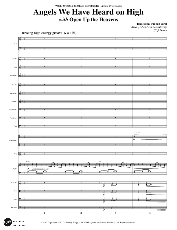 Angels We Have Heard On High with Open Up The Heavens (Choral Anthem SATB) Conductor's Score (Word Music Choral / Arr. Cliff Duren)