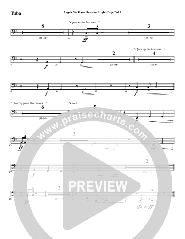 Angels We Have Heard On High with Open Up The Heavens (Choral Anthem SATB) Tuba (Word Music Choral / Arr. Cliff Duren)