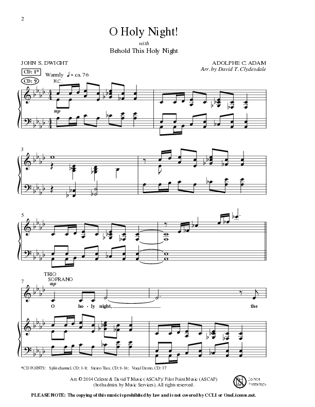 O Holy Night with Behold This Holy Night (Choral Anthem SATB) Anthem (SATB/Piano) (Lillenas Choral / Arr. David Clydesdale)