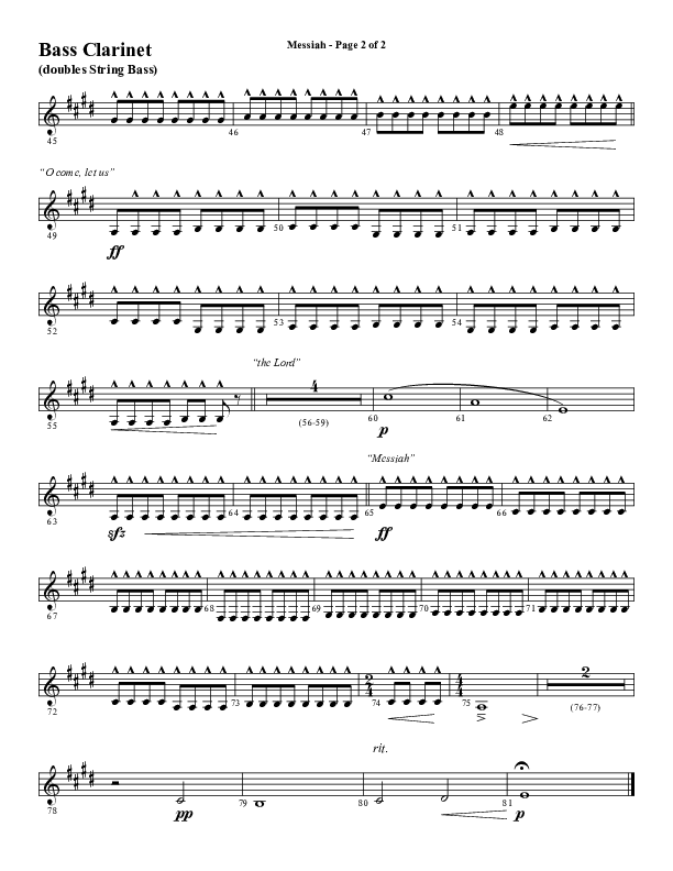 Messiah (Choral Anthem SATB) Bass Clarinet (Word Music Choral / Arr. Cliff Duren)
