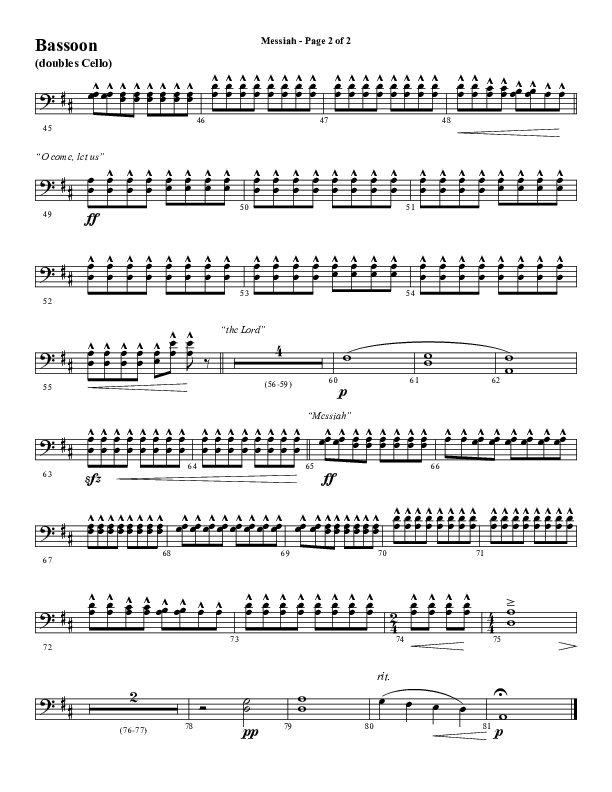 Messiah (Choral Anthem SATB) Bassoon (Word Music Choral / Arr. Cliff Duren)