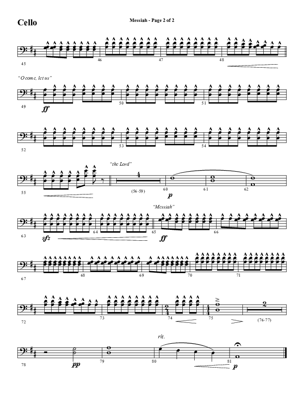 Messiah (Choral Anthem SATB) Cello (Word Music Choral / Arr. Cliff Duren)