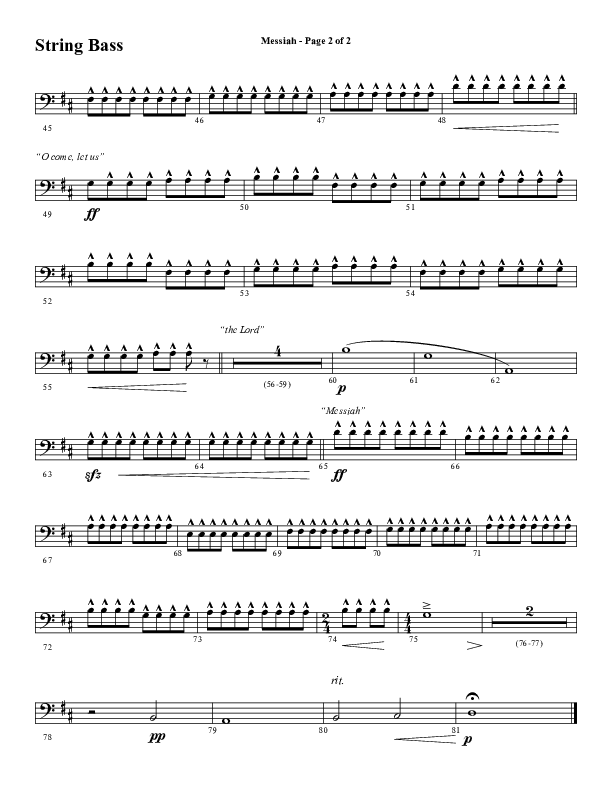 Messiah (Choral Anthem SATB) Double Bass (Word Music Choral / Arr. Cliff Duren)