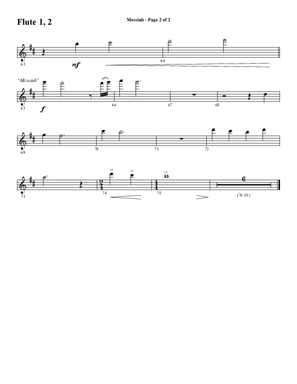 Messiah (Choral Anthem SATB) Flute 1/2 (Word Music Choral / Arr. Cliff Duren)