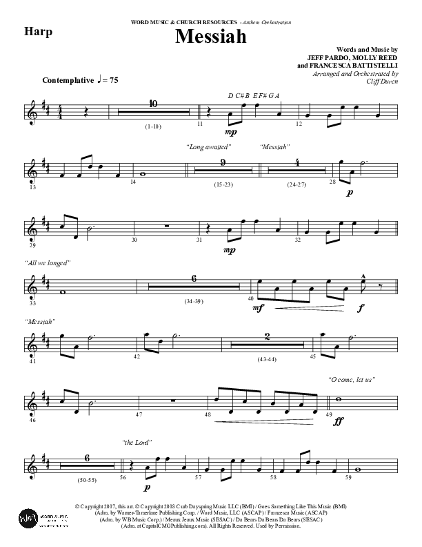 Messiah (Choral Anthem SATB) Harp (Word Music Choral / Arr. Cliff Duren)
