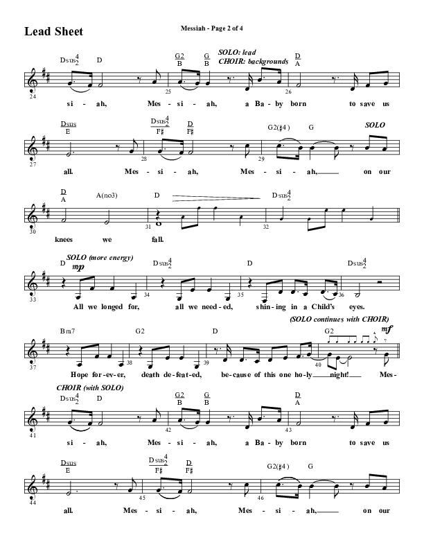 Messiah (Choral Anthem SATB) Lead Sheet (Melody) (Word Music Choral / Arr. Cliff Duren)