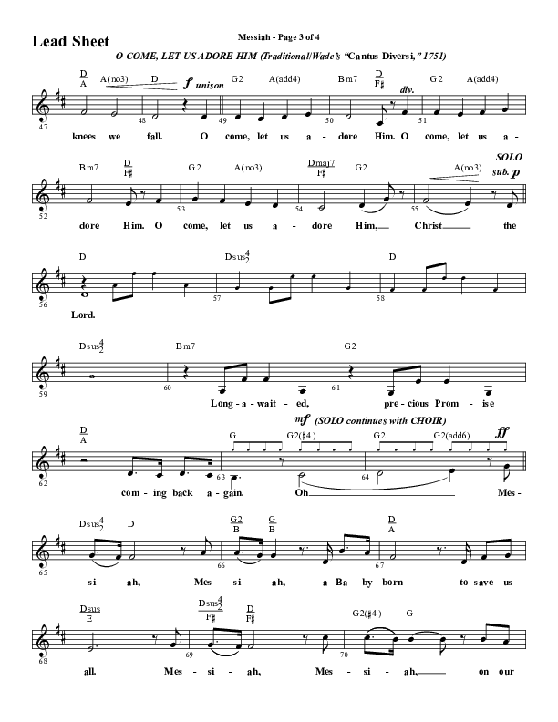 Messiah (Choral Anthem SATB) Lead Sheet (Melody) (Word Music Choral / Arr. Cliff Duren)