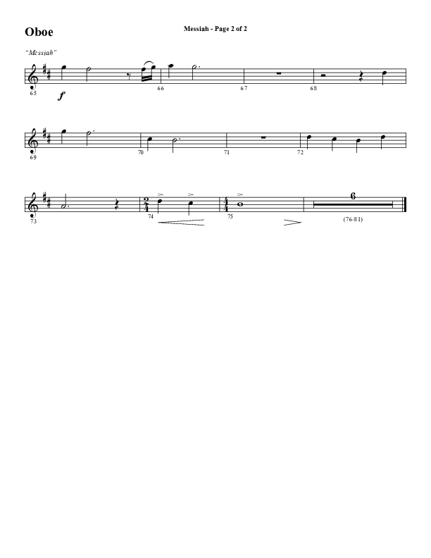 Messiah (Choral Anthem SATB) Oboe (Word Music Choral / Arr. Cliff Duren)