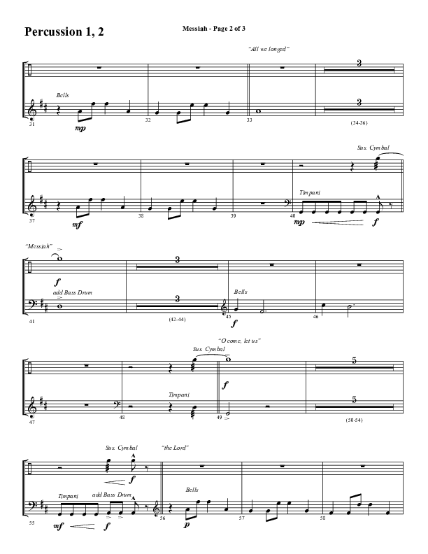 Messiah (Choral Anthem SATB) Percussion 1/2 (Word Music Choral / Arr. Cliff Duren)