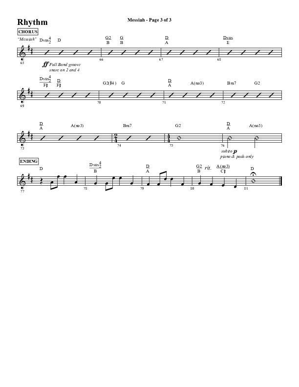 Messiah (Choral Anthem SATB) Rhythm Chart (Word Music Choral / Arr. Cliff Duren)