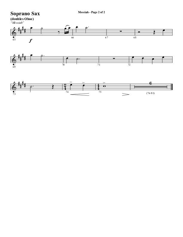 Messiah (Choral Anthem SATB) Soprano Sax (Word Music Choral / Arr. Cliff Duren)