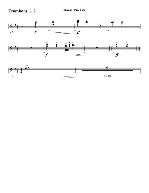 Messiah (Choral Anthem SATB) Trombone 1/2 (Word Music Choral / Arr. Cliff Duren)