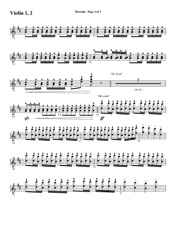 Messiah (Choral Anthem SATB) Violin 1/2 (Word Music Choral / Arr. Cliff Duren)