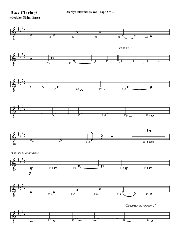 Merry Christmas To You (Choral Anthem SATB) Bass Clarinet (Word Music Choral / Arr. Daniel Semsen)