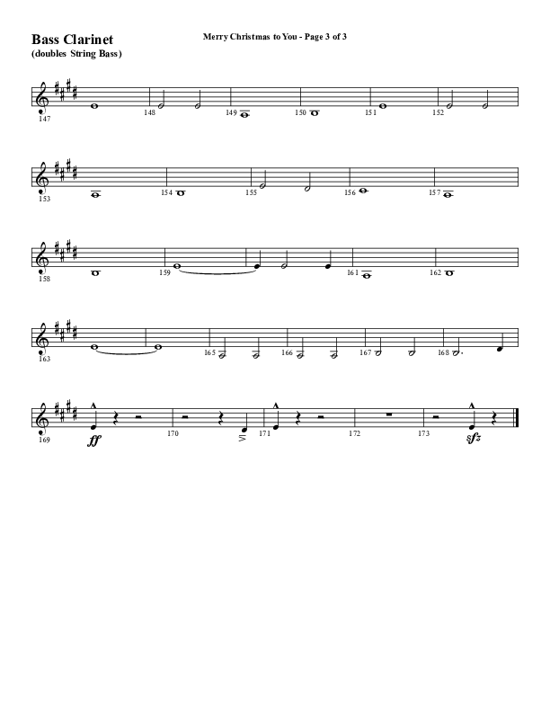 Merry Christmas To You (Choral Anthem SATB) Bass Clarinet (Word Music Choral / Arr. Daniel Semsen)