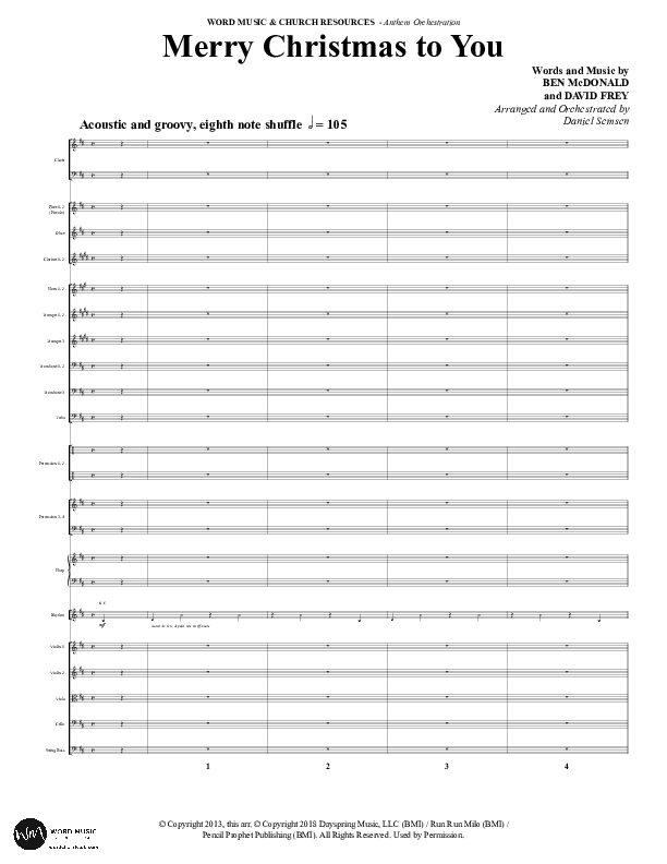 Merry Christmas To You (Choral Anthem SATB) Conductor's Score (Word Music Choral / Arr. Daniel Semsen)