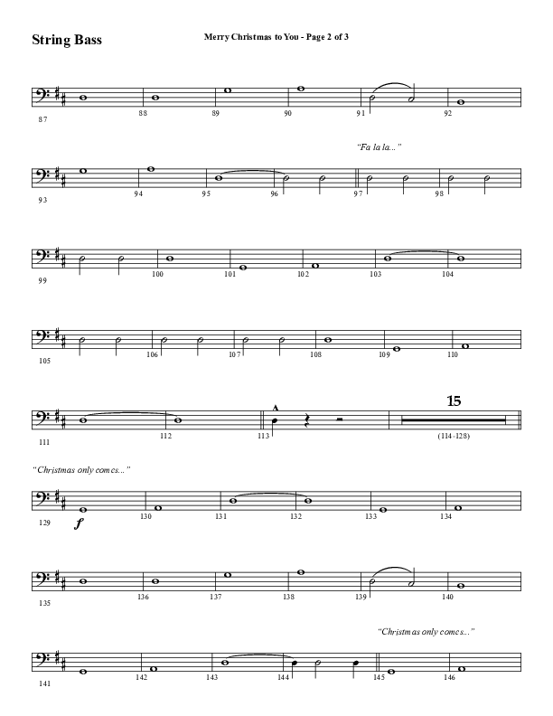 Merry Christmas To You (Choral Anthem SATB) Double Bass (Word Music Choral / Arr. Daniel Semsen)