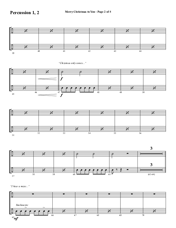 Merry Christmas To You (Choral Anthem SATB) Percussion 1/2 (Word Music Choral / Arr. Daniel Semsen)