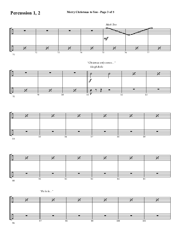 Merry Christmas To You (Choral Anthem SATB) Percussion 1/2 (Word Music Choral / Arr. Daniel Semsen)