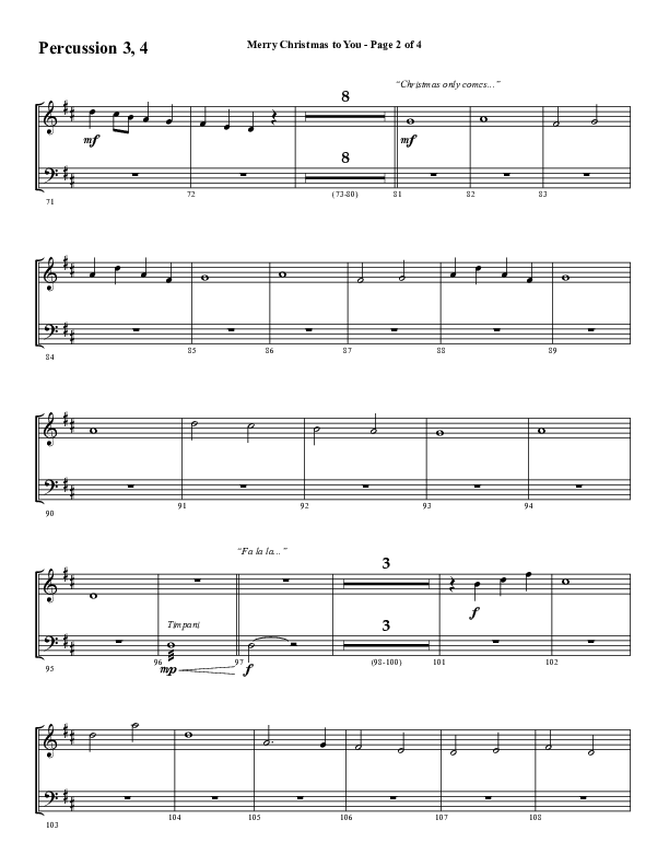Merry Christmas To You (Choral Anthem SATB) Percussion (Word Music Choral / Arr. Daniel Semsen)