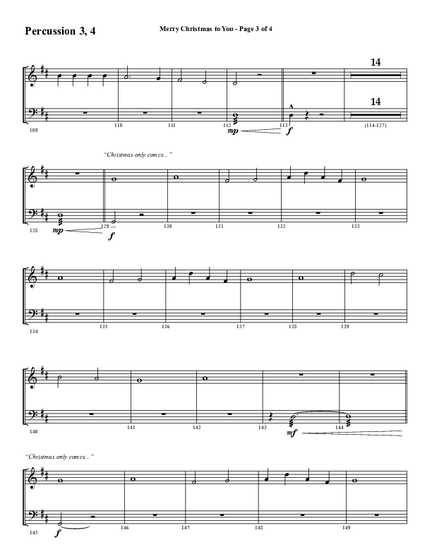 Merry Christmas To You (Choral Anthem SATB) Percussion (Word Music Choral / Arr. Daniel Semsen)