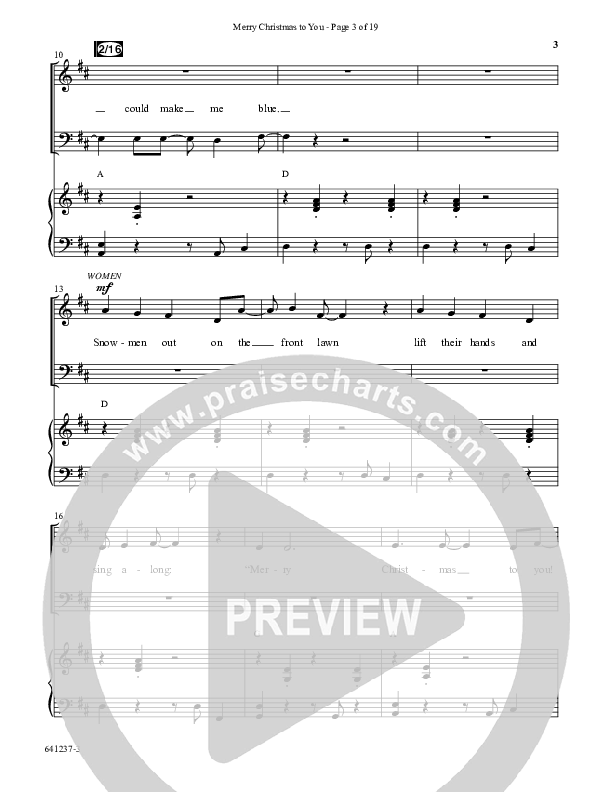Merry Christmas To You (Choral Anthem SATB) Anthem (SATB/Piano) (Word Music Choral / Arr. Daniel Semsen)