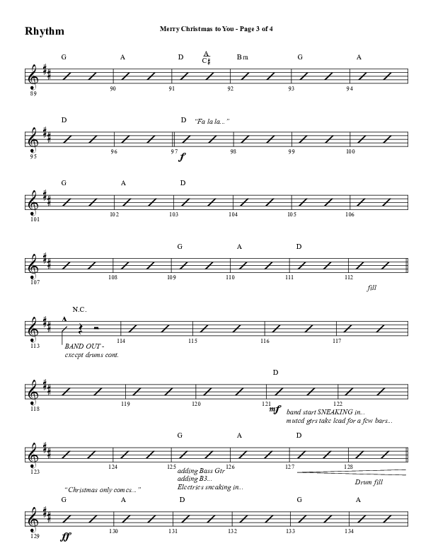 Merry Christmas To You (Choral Anthem SATB) Rhythm Chart (Word Music Choral / Arr. Daniel Semsen)