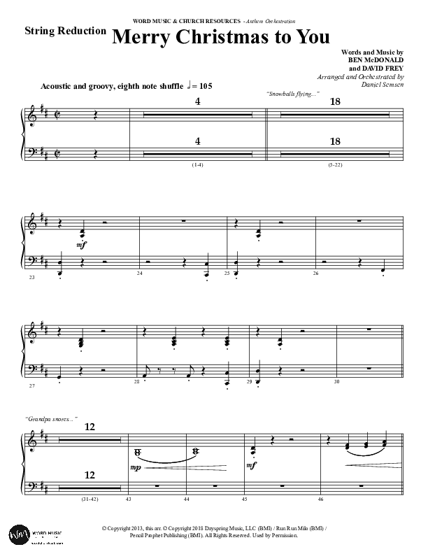 Merry Christmas To You (Choral Anthem SATB) Synth Strings (Word Music Choral / Arr. Daniel Semsen)