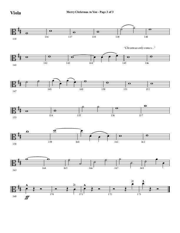 Merry Christmas To You (Choral Anthem SATB) Viola (Word Music Choral / Arr. Daniel Semsen)