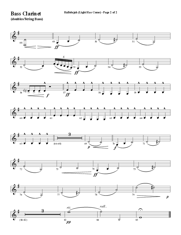Hallelujah (Light Has Come) (Choral Anthem SATB) Bass Clarinet (Word Music Choral / Arr. Mark McClure)