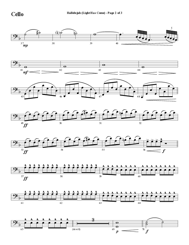 Hallelujah (Light Has Come) (Choral Anthem SATB) Cello (Word Music Choral / Arr. Mark McClure)