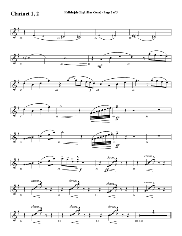 Hallelujah (Light Has Come) (Choral Anthem SATB) Clarinet 1/2 (Word Music Choral / Arr. Mark McClure)
