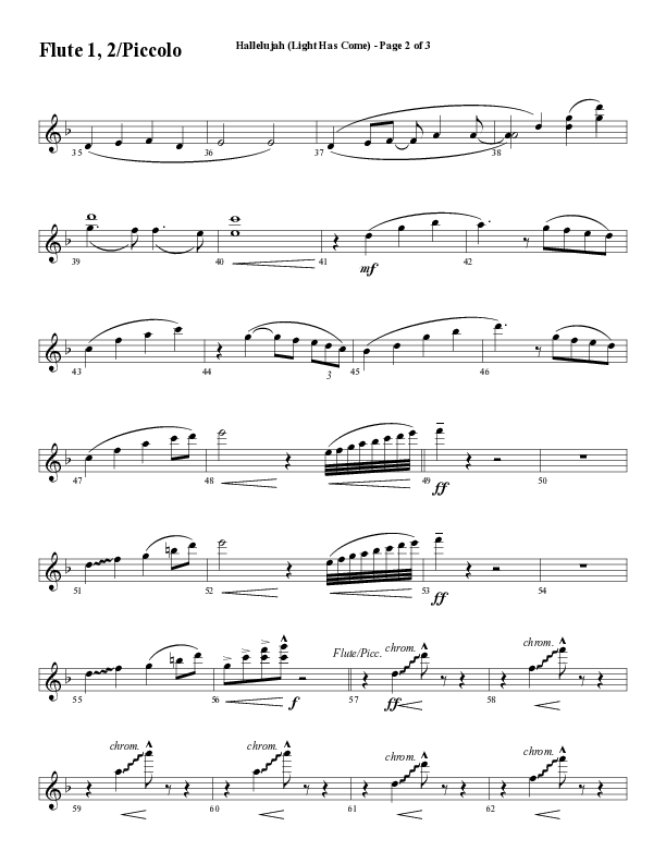 Hallelujah (Light Has Come) (Choral Anthem SATB) Flute/Piccolo (Word Music Choral / Arr. Mark McClure)