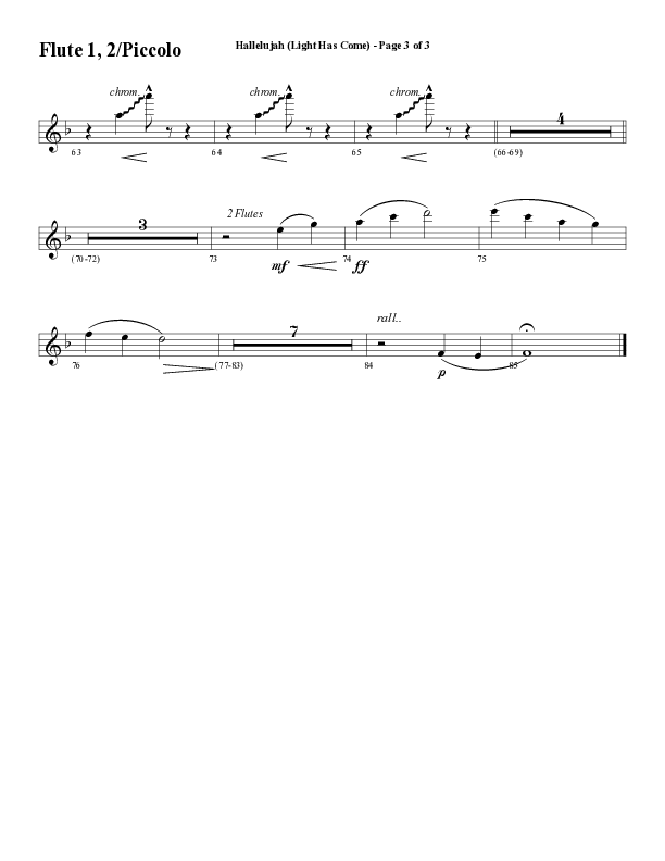 Hallelujah (Light Has Come) (Choral Anthem SATB) Flute/Piccolo (Word Music Choral / Arr. Mark McClure)