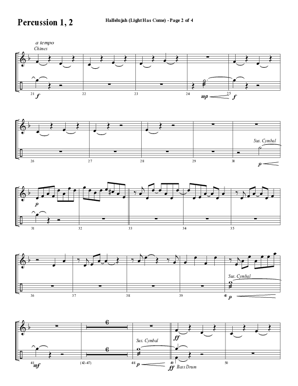 Hallelujah (Light Has Come) (Choral Anthem SATB) Percussion 1/2 (Word Music Choral / Arr. Mark McClure)