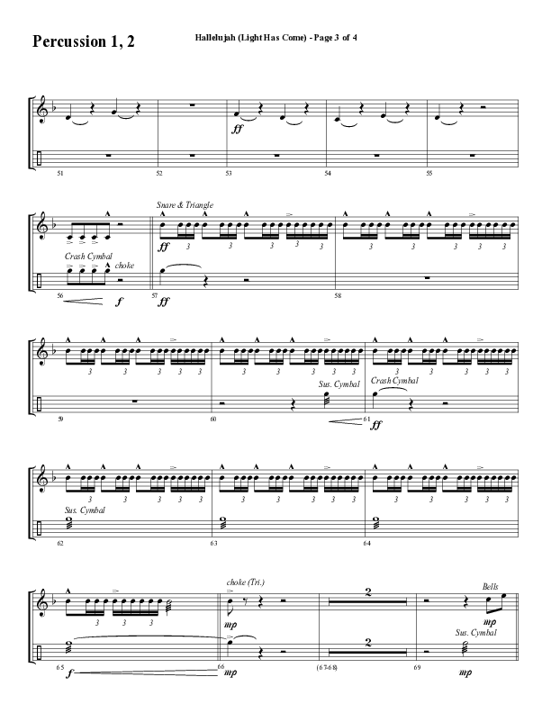 Hallelujah (Light Has Come) (Choral Anthem SATB) Percussion 1/2 (Word Music Choral / Arr. Mark McClure)