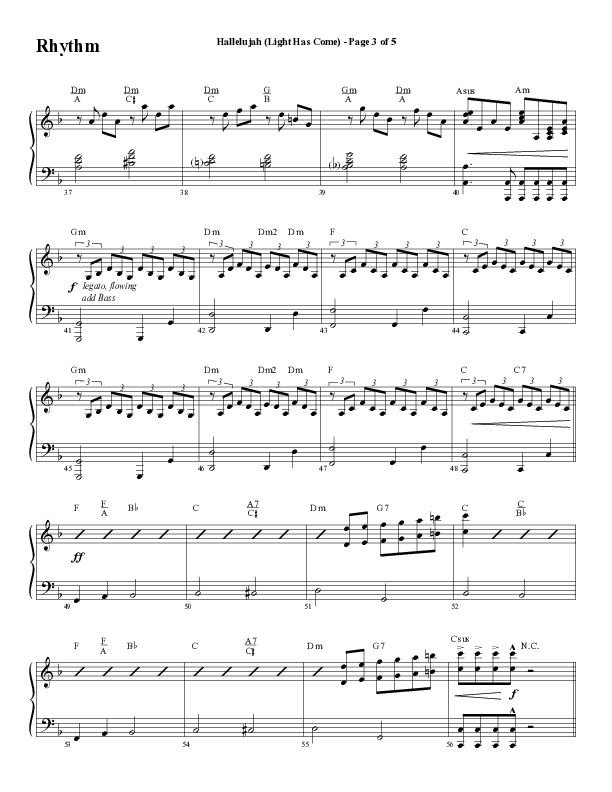Hallelujah (Light Has Come) (Choral Anthem SATB) Rhythm Chart (Word Music Choral / Arr. Mark McClure)