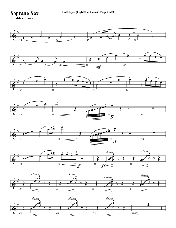Hallelujah (Light Has Come) (Choral Anthem SATB) Soprano Sax (Word Music Choral / Arr. Mark McClure)
