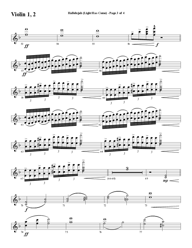 Hallelujah (Light Has Come) (Choral Anthem SATB) Violin 1/2 (Word Music Choral / Arr. Mark McClure)