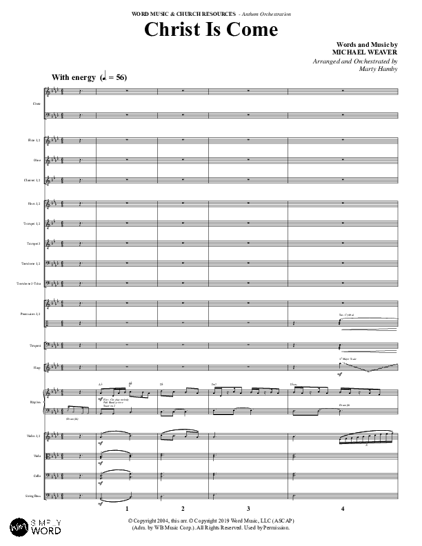 Christ Is Come (Choral Anthem SATB) Orchestration (Word Music Choral / Arr. Marty Hamby)