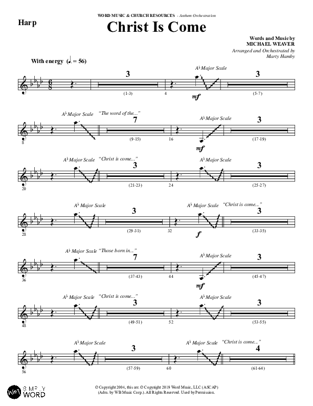 Christ Is Come (Choral Anthem SATB) Harp (Word Music Choral / Arr. Marty Hamby)