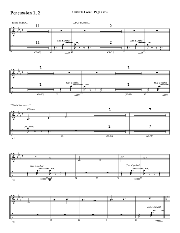 Christ Is Come (Choral Anthem SATB) Percussion 1/2 (Word Music Choral / Arr. Marty Hamby)