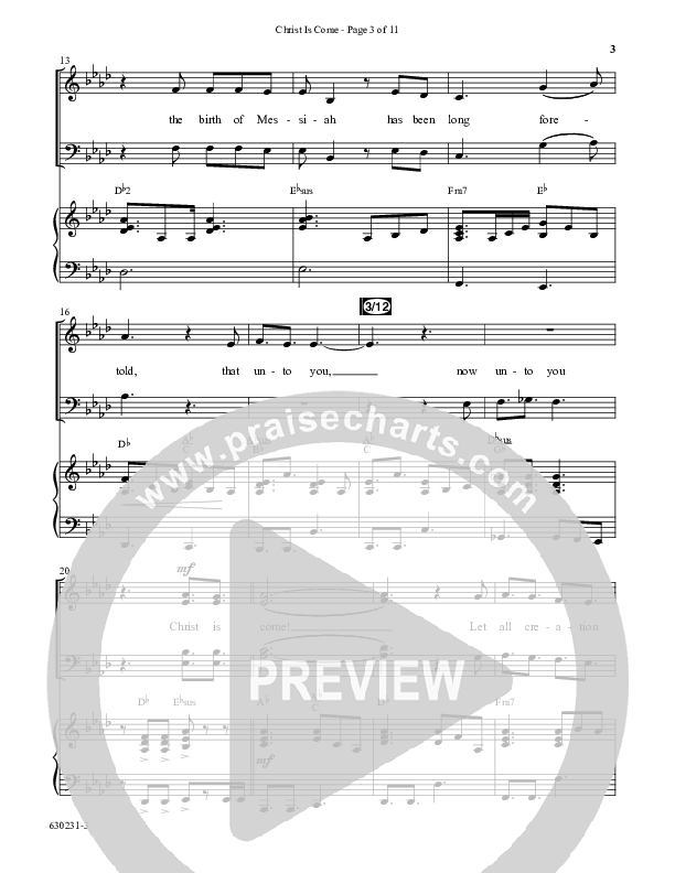 Christ Is Come (Choral Anthem SATB) Anthem (SATB/Piano) (Word Music Choral / Arr. Marty Hamby)