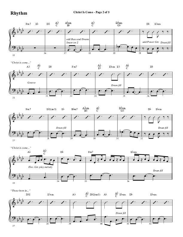 Christ Is Come (Choral Anthem SATB) Rhythm Chart (Word Music Choral / Arr. Marty Hamby)