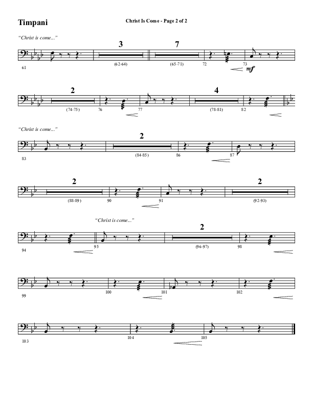 Christ Is Come (Choral Anthem SATB) Timpani (Word Music Choral / Arr. Marty Hamby)