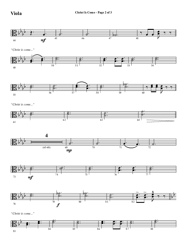 Christ Is Come (Choral Anthem SATB) Viola (Word Music Choral / Arr. Marty Hamby)