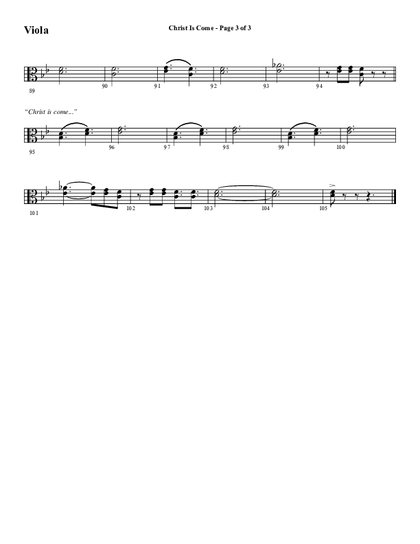 Christ Is Come (Choral Anthem SATB) Viola (Word Music Choral / Arr. Marty Hamby)