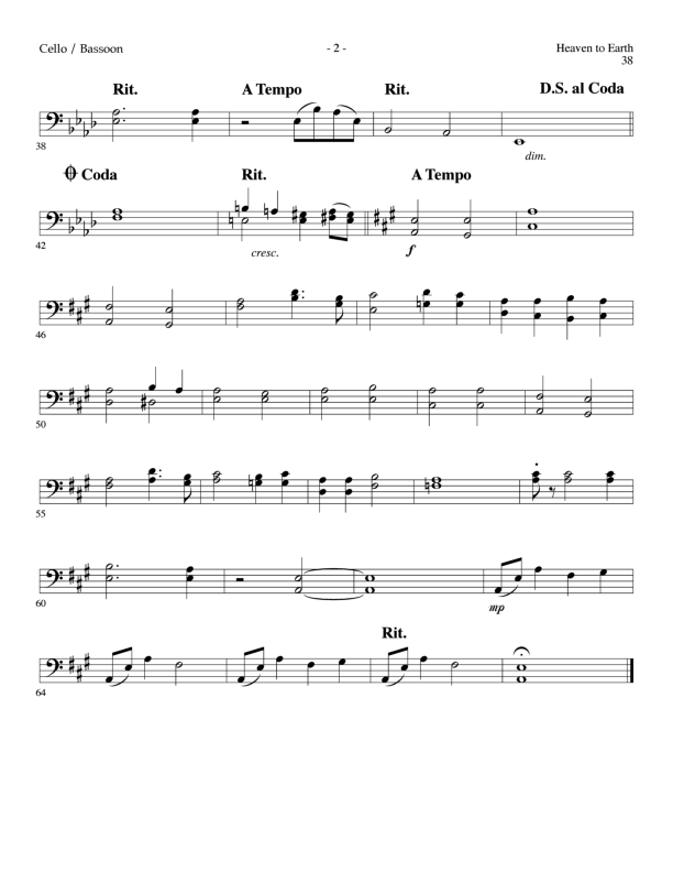 Heaven To Earth (Choral Anthem SATB) Cello (Lillenas Choral / Arr. Tom Fettke / Orch. Richard Kingsmore)