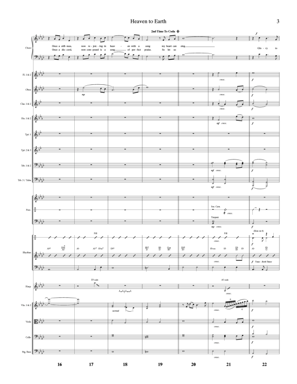 Heaven To Earth (Choral Anthem SATB) Orchestration (Lillenas Choral / Arr. Tom Fettke / Orch. Richard Kingsmore)
