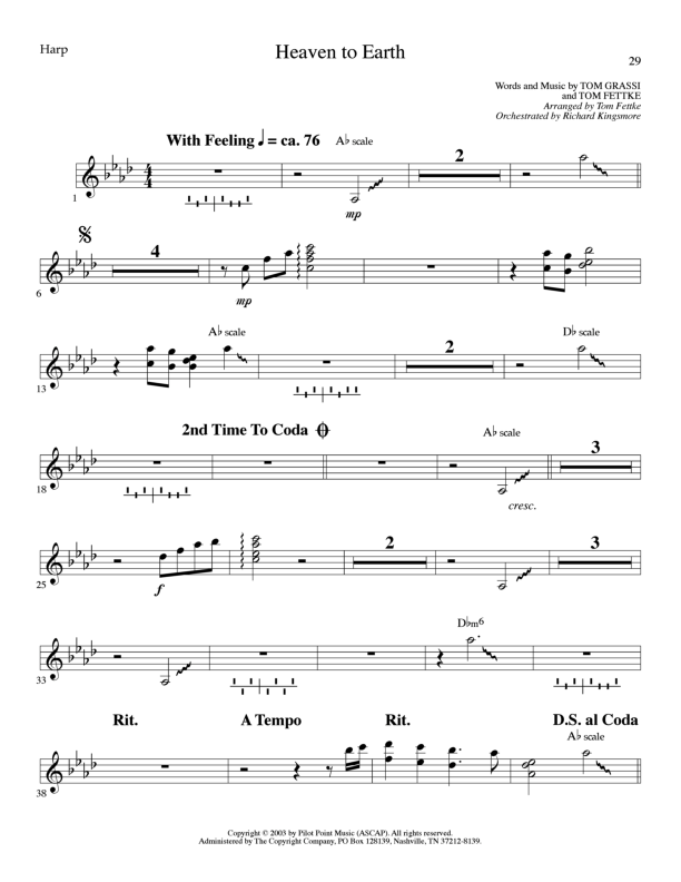 Heaven To Earth (Choral Anthem SATB) Harp (Lillenas Choral / Arr. Tom Fettke / Orch. Richard Kingsmore)